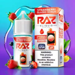 Jahodový glazovaný koblih Pod Juice x RAZ Salt 30ml